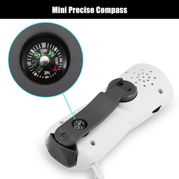 Portable Emergency Power Source with Hand Crank Generator, AM/FM Radio, Flashlight and Compass