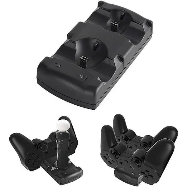 PS3 Håndkontroll Ladestasjon med LED-indikator for Dualshock & Move[JUN]