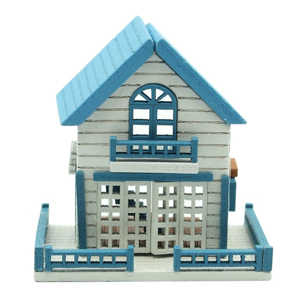 XJ-Underbar DIY Handgjort Miniatyrprojekt Trädockhus Presenter, Blå, som beskrivet