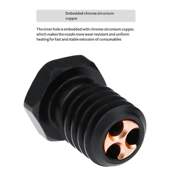 XJ-3st V6 Cht Härdat Stål Munstycke Högkvalitativt Munstycke 0.4mm För 1.75mm Filament V6 Hotend