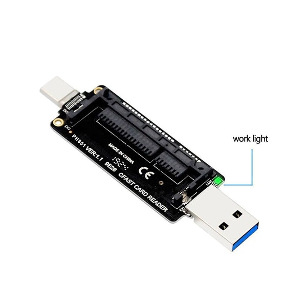 XJ-Cfast Usb 3.1 Typ A+c Kortläsare 10gbps Snabb Kortläsare Portabel Aluminium Cfast Minneskort Adapter