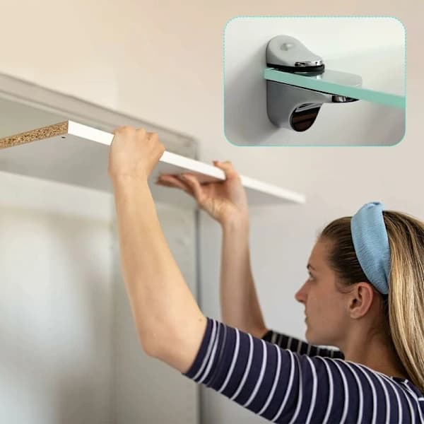 2-delars Justerbart Glashyllfäste, Stöd för 5-21 mm Tjocka Trä-/Glashyllor