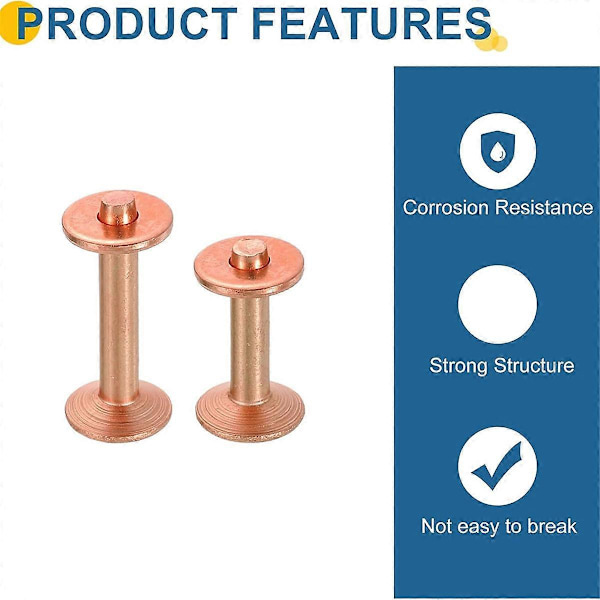 20 Set Copper Rivets and Washers, Solid Leather Copper Rivet Fasteners with Hole Punch Tool for Leather
