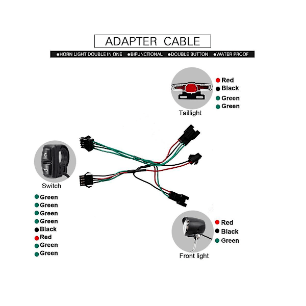 XJ-E-cykelkontakt Dk336 med forlygte, baglygte, S M-stik, advarselslys, blinklys og horn Ebike Ac