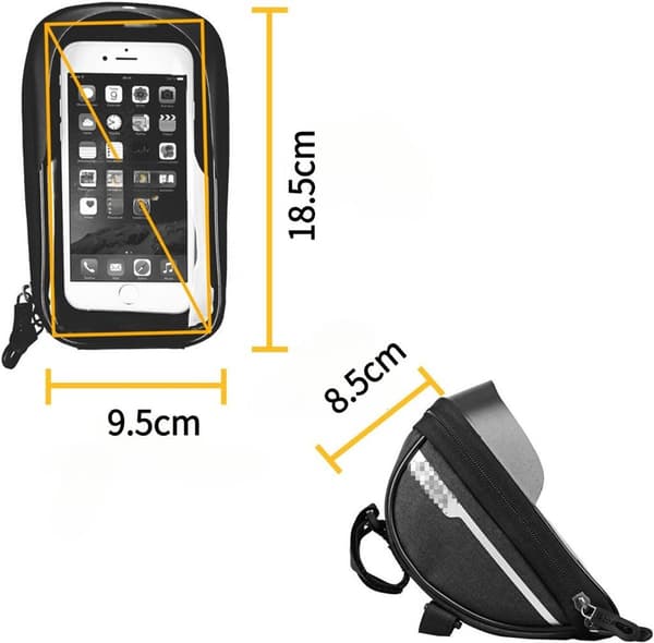 Cykeltelefontaske, Vandtæt Polyester, Touchscreen-vindue, Solskærm, 3-punktsmontering, Til Cykling Og Pendling, Grå