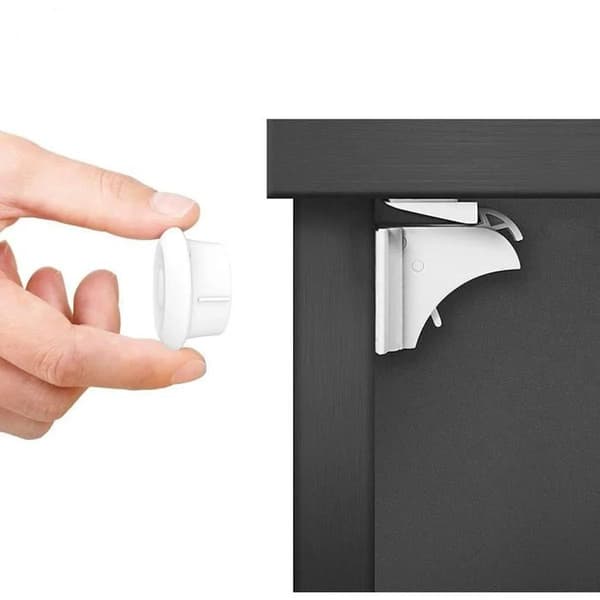 4-Pack - Magnetic Child Lock for Hatches & Doors - Lock Vit white