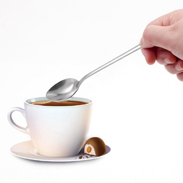 Långskaftad Te- och Kaffesked i Rostfritt Stål med Form för Bakning av Kakor i Rostfritt Stål
