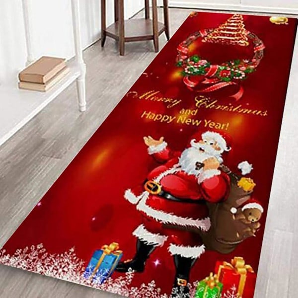 Juleflanell gulvmatte soverom sklisikker fluffy matte 40*60/40*120/60*180cm nisse og jul snømann 1 stk rød 40*60cm