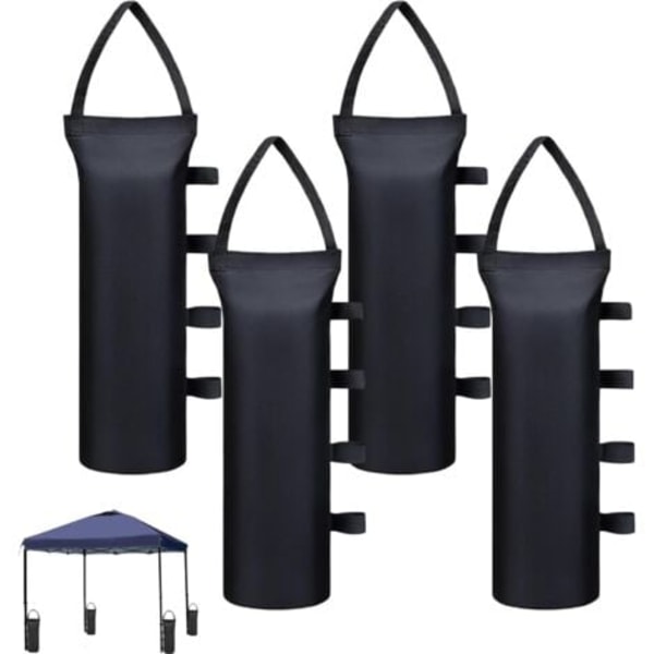4-pakning 40 kg Kraftige Vektposer for Paviljongbein, Egnet for Markiser, Telt og Paviljonger (Oxford 800D - 50 x 20 cm - Svart)