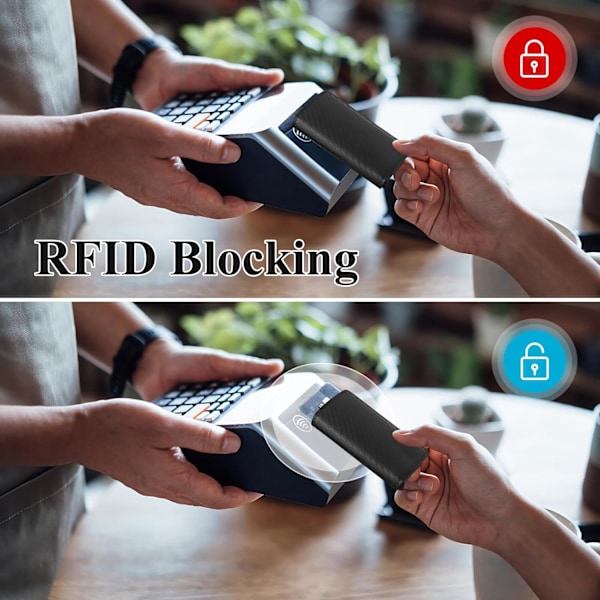 RFID-skyddad korthållare i läder för män, ultra-tunn plånbok med pop-up funktion för kreditkort, enkel korthållare