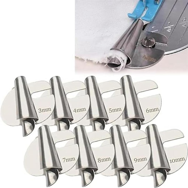 XJ-8 stk. Universal Syning Rullede Faldfod, 3-10 mm Rullede- Trykfod, Symaskine Bred Rullede-