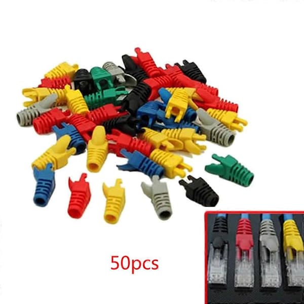 Cat6 Cat5 Strain Relief Boots, RJ45 Connector Protector Modular Network Plug Cover Cable Plug - 10/50 Pcs Yellow