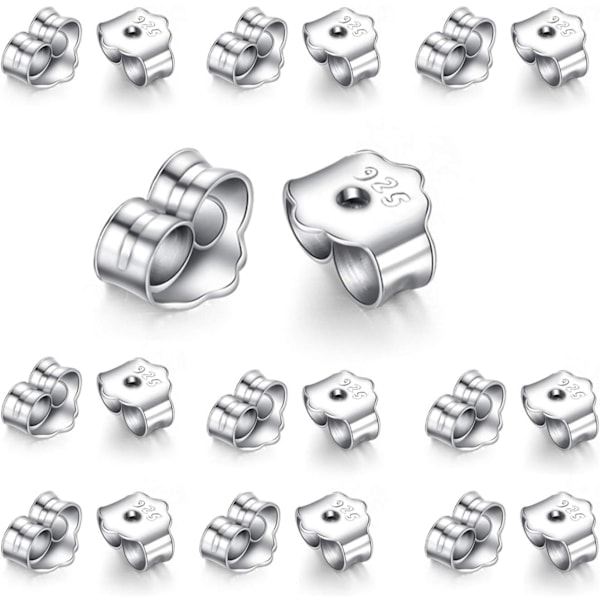 20 st / 10 par örhänge baksidor, silver, silver bu