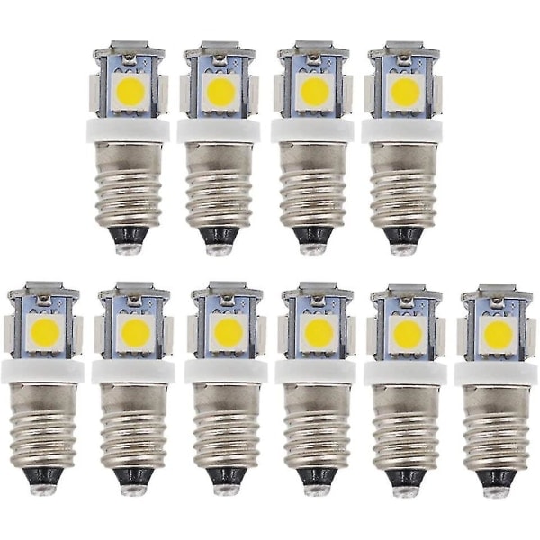 10-pack E10 9V Kallvit 5smd 5W LED-lampor (Kallvit, 9V)