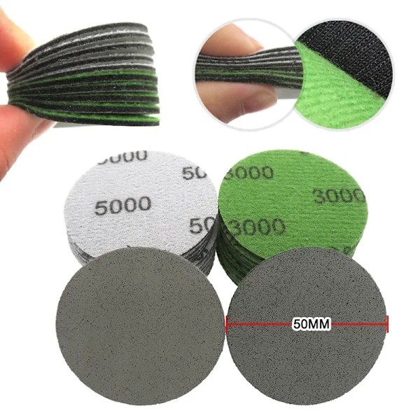50 mm:n (2 tuuman) Trizact Hookit -vaahtomuovilaikka, märkä- ja kuivakäyttöön sopiva sienihiontalaikka, 3000/5000-karkeus, kiillotuslaikka, hiomapaperi, hiomatyökalut