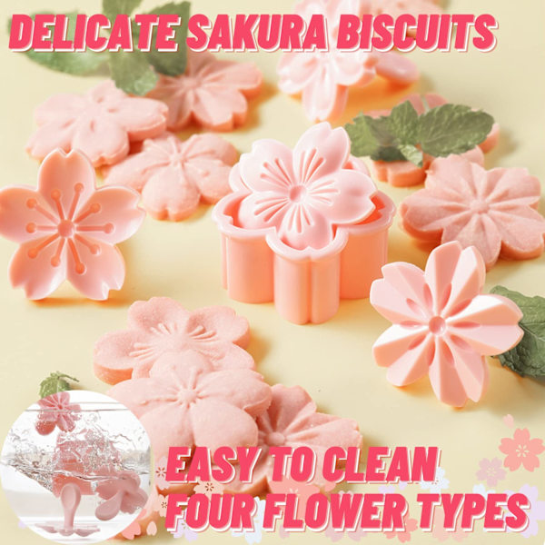 XJ-Kageforme 5 stk Sakura Blomster Kageforme Biscuit Bageforme til Sukkerpasta, Slik, Kagedekoration