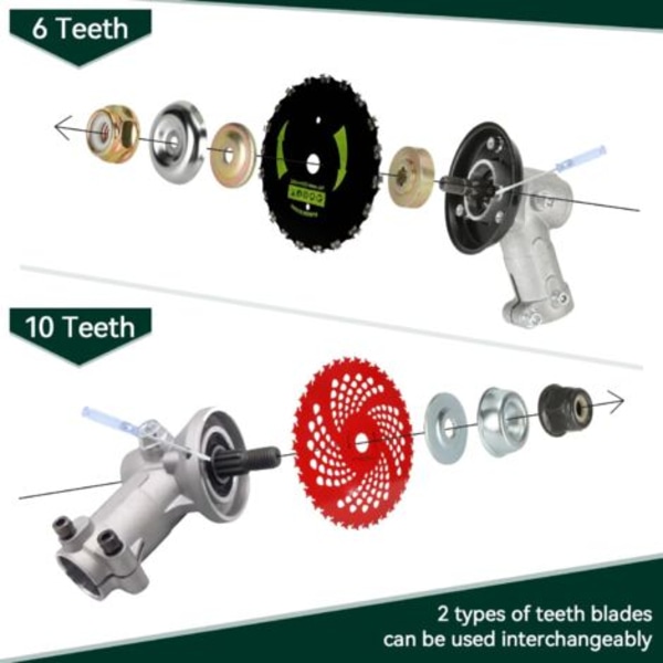 Universelt børstehodeblad for motorsag med adaptersett Passer Husqva-RNA Sti-hl Ec-ho Ryo-bi 2 & 4-takts bensindrevne ryddesager, reservedeler for trimmer