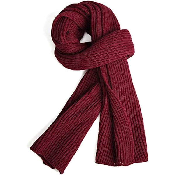 XJ-Varmt skjerf for høst og vinter, unisex ensfarget vinterhalsduk i garn