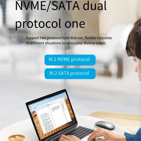 XJ-M.2 Aluminium SSD-boks, støtter NVMe/NGFF SATA Type-C USB3.2 Gen2 Aluminium 10G Dual Agreement Space