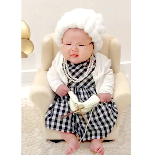 Morsomt Baby Fotografering Rekvisitt Kostyme Spedbarn Jenter Cosplay Bestemor Klær Antrekk P31B