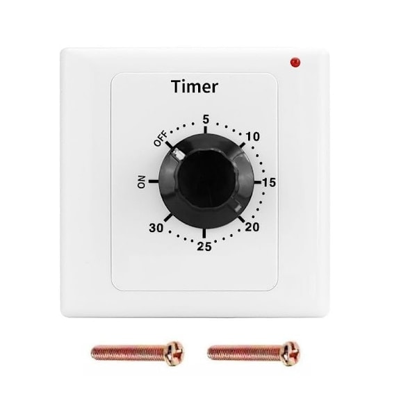 AC 220V 15A Smart Mekanisk Timer med Nedtelling, 86-Knapps Bryter og Kontrollhjul (30 min)
