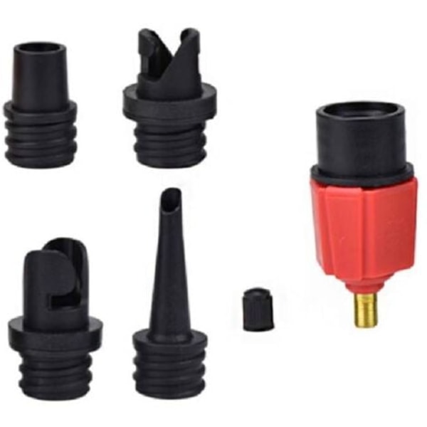 Bilkompressorventil till Inflatorpumpadapter, Inflatorventiladapter med 4 munstycken för Luftmadrass, Badring/Pool, Uppblåsbar Säng/Soffa, Båt,