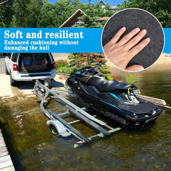 Bådtrailer Køje Tæppepolstringsrulle til Marine Jetski Rampe Dok Garage, 6,1 m, Sort