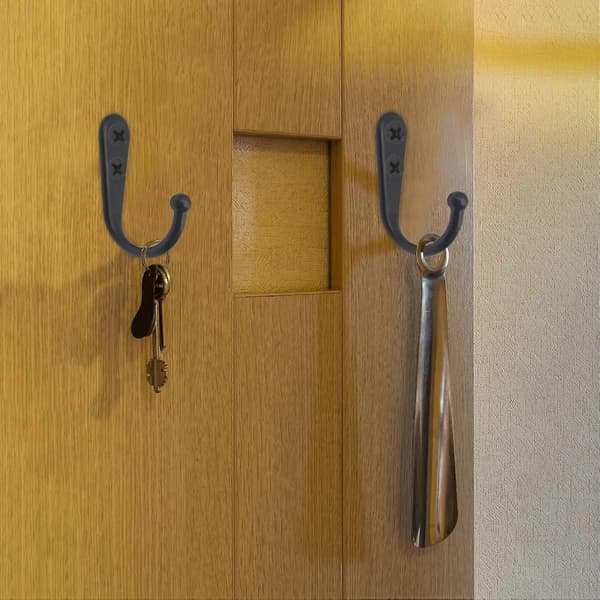 Hooks, 5 Pcs Single Hooks with 10 Screws Wall Mounted Coat Hooks Metal Hooks for Kitchen Bathroom Black