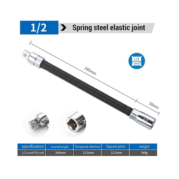 XJ-2 stk. 1/2'12,5 mm Forlengerstang Hylse Elastisk Koblingsstang Universal Koblingsstang Fleksibel Aksel