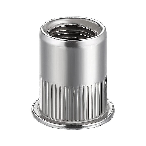 XJ-Nut 100 stk. 1/4in-20unc Rustfritt Stål 304 Finish Flat Hode Rivnut Gjenget Innsettingsmutter Riflet Kropp