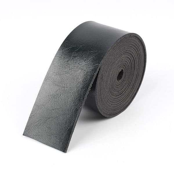 Læderrem Blank Overflade Læderstrimmel SORT 2,5 CM sort black 2.5cm