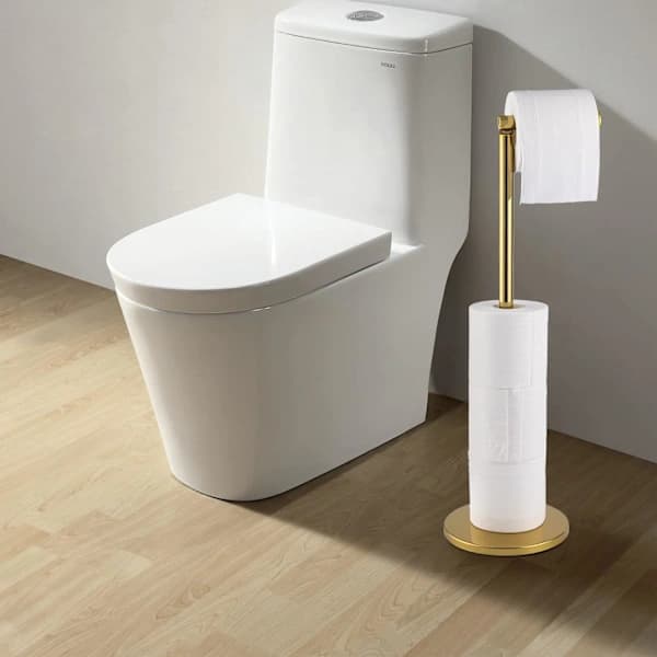 Toiletpapirholder i rustfrit stål, 5 ruller med tung base, rustfri, 15x56cm, Guld
