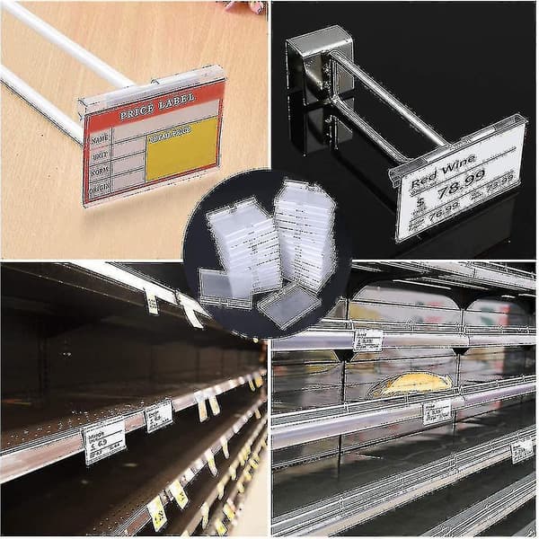 70 Pcs Plastic Label Holders Transparent Price Tag Holders Plastic Shelf