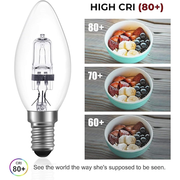 42W E14 C35 Dimbar Halogenlampa AC 220-240V Varmvit 2700K E14 Transparent Halogen Glödlampa (10-pack)