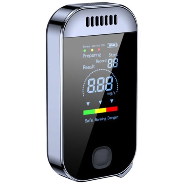 Alkoholtester med farve LED digital display og USB-opladning til personlig brug Halvleder sensor med alarm Sort
