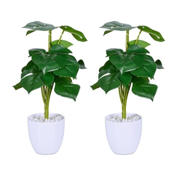 XJ-Monstera Konstgjord Växt Set om 2