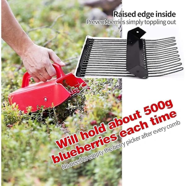 Berry Picker with Metal Comb and Ergonomic Handle for Easier Berry Picking