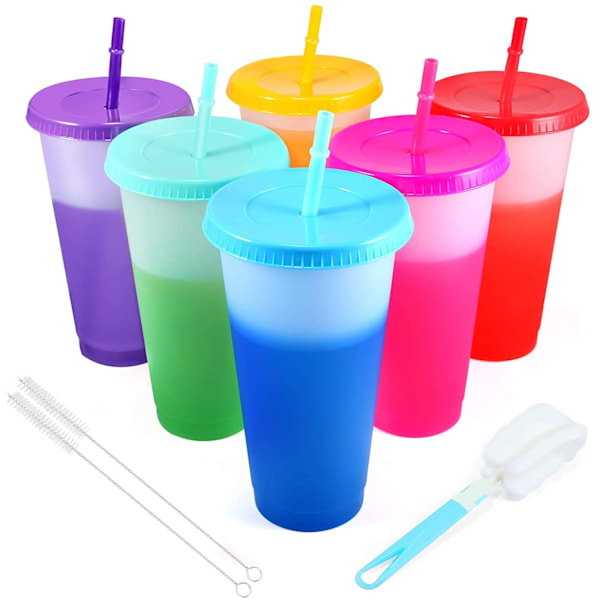 XJ Färgskiftande Muggar, 6 st, 473 ml, BPA-fria, Fest, Resemuggar