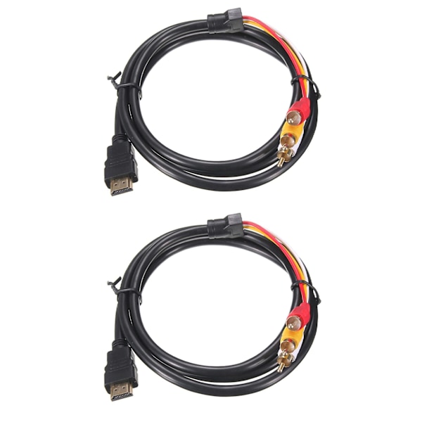 XJ-Black 1,5m HDMI Hane Till 3 RCA Audio AV Kabeladapter För HDTV 1080p