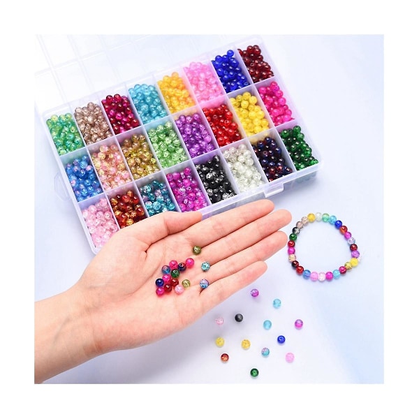 XJ-Crackle Håndlavede Runde Løse Spacer Perler Til Armbånd Halskæder Smykkefremstilling 8mm