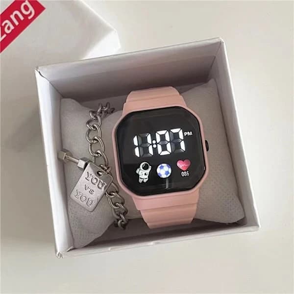LED Digital Klokke Barn Rosa Pink Pink