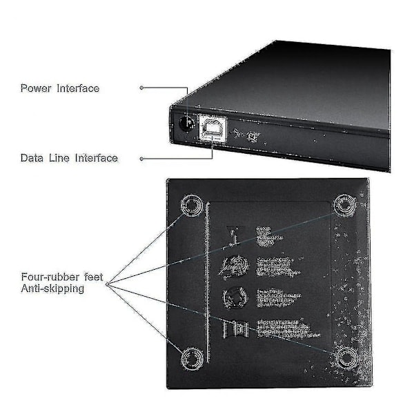 USB 2.0 Ulkoinen CD/DVD-soitin Musta