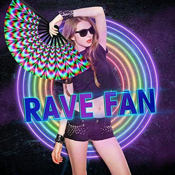 Kvinner Raver Brett Håndvifte Fluorescens Glow Party Club Prom Disco Freaky Pub Dekorativ Sammenleggbar Vifte