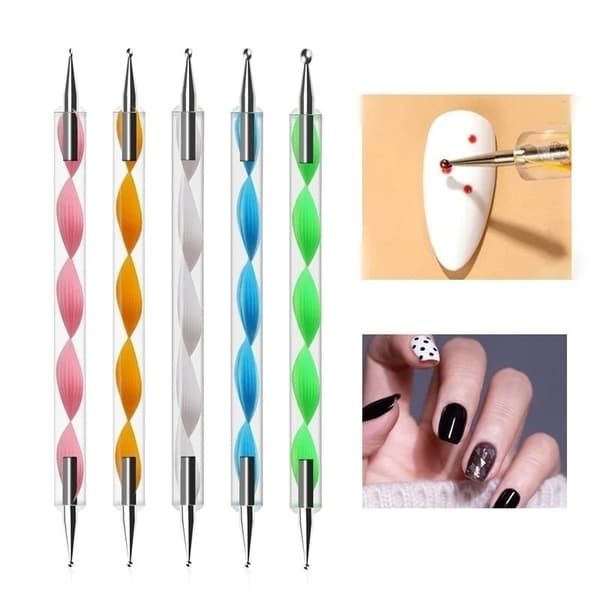 Neglebørster - 3 Nail Art Børster & 5 Dotting Tools