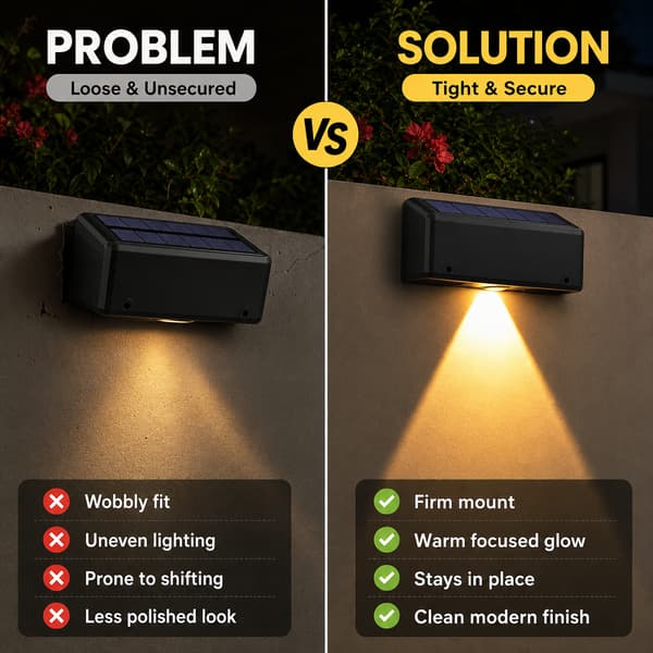 Sæt med 4 Solar Hegnslamper, Varme LED Vandtætte Dækslamper, Sort light (warm light) Four packs