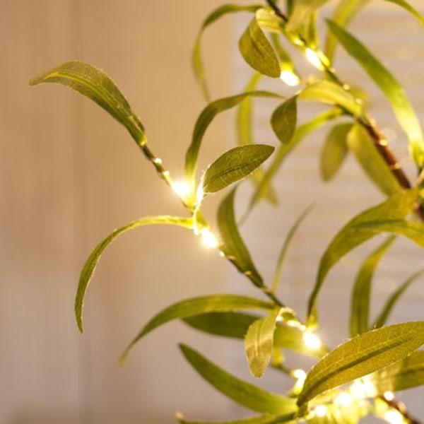 Konstgjort olivträd med LED-belysning, falskt olivträd för heminredning inomhus, USB- eller batteridriven med timer
