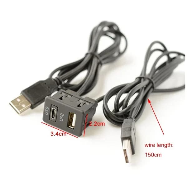 Kaksois-USB-liitäntäpaneeli Latausjatkojohtoadapteri 150cm[XJ]