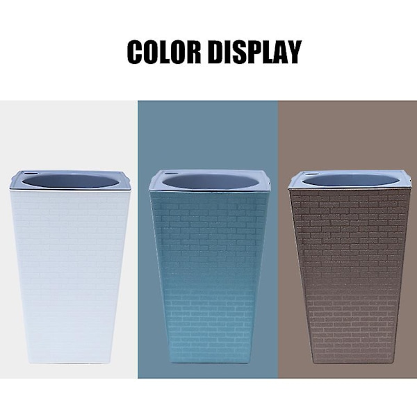 Blomkruka med tegelmönster, imitation metall, plast, fyrkantig och hög modell för trädgårdsarbete och krukväxter