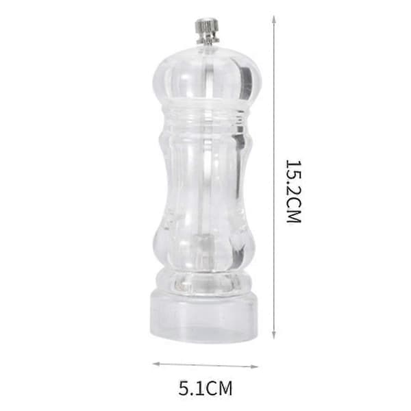 Manual Pepper Mill and Salt Shaker Set - Transparent Adjustable Grinder and Container - Acrylic, Clear small