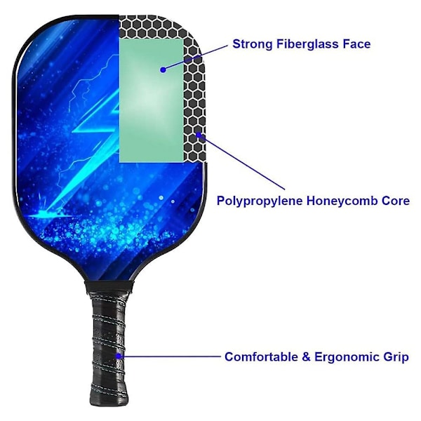 XJ-Pack med 2 Pickleball Paddlar Lätta Pickleballrack, tunna & snabba Pickleballracketset med C